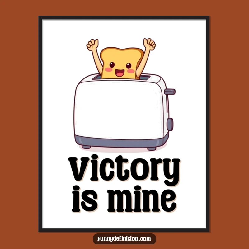 Funny Toast Triumph Poster - Whimsical Breakfast Art, Perfect Funny Gift
