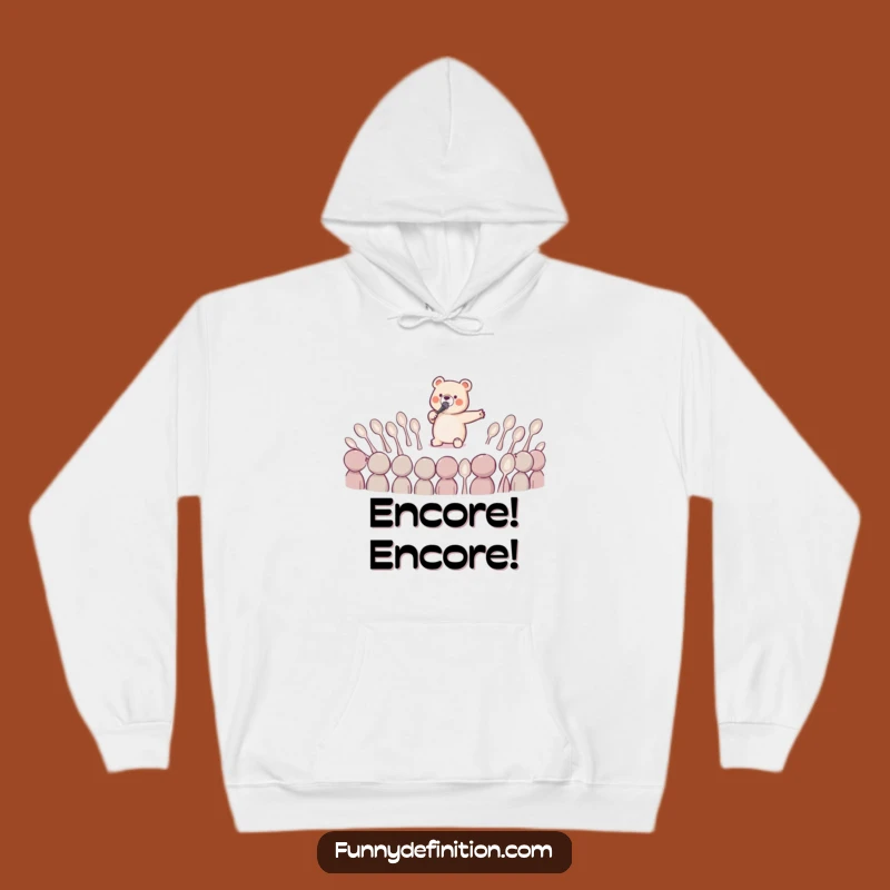 Funny Opera Bear Hoodie: Tiny Bear Sings Opera, Cozy Apparel for Dramatic Comfort