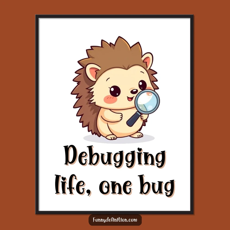 Funny Free Printable Wall Art: Hedgehog Coder! Hilarious Decor.