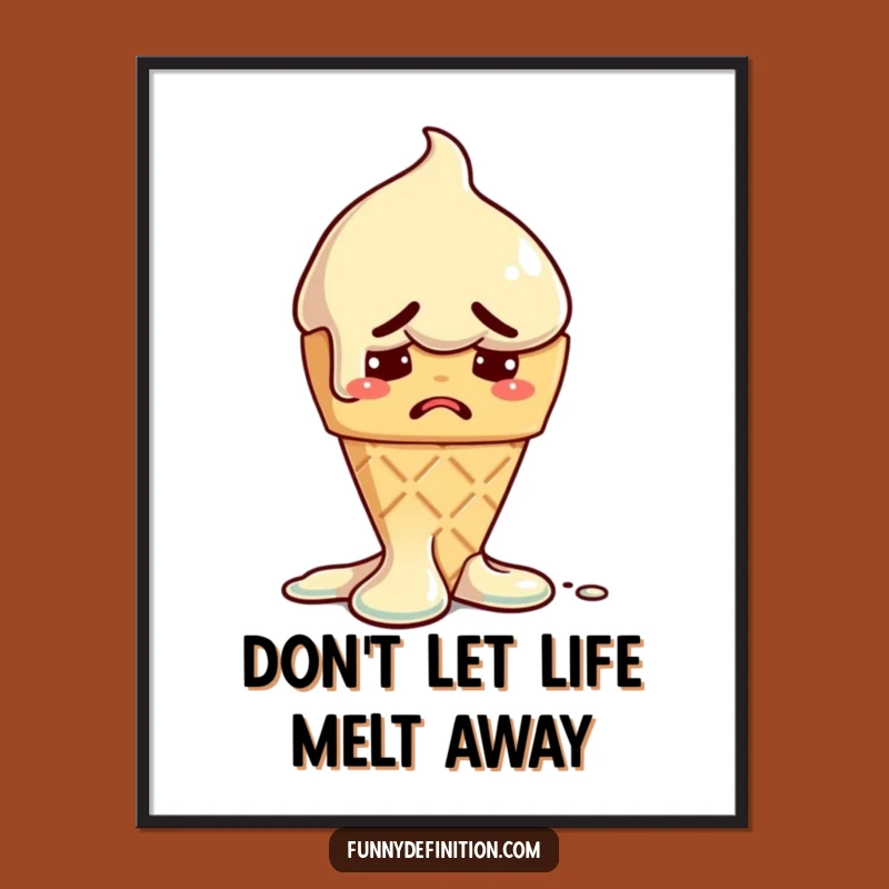 Free Printable Ice Cream Wall Art: Worried Cone Humorous Downloadable Poster