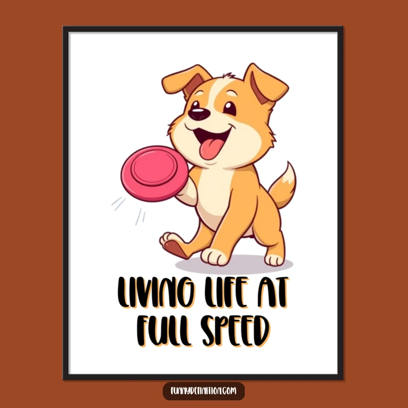 Free Printable Wall Art: Dog's Frisbee Chase Action Art Downloadable