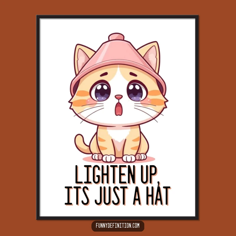 Free Printable Wall Art: Funny Cat in Lampshade Hat Downloadable Home Decor