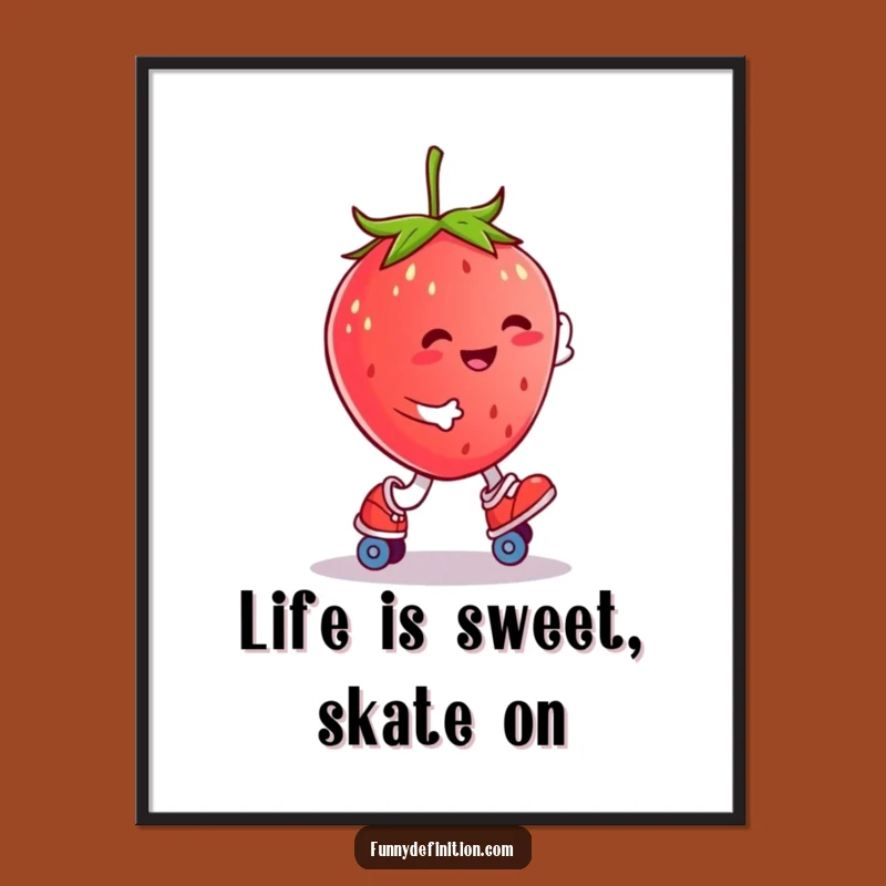Free Printable Wall Art: Roller Skating Strawberry, Funny Downloadable Fruity Decor
