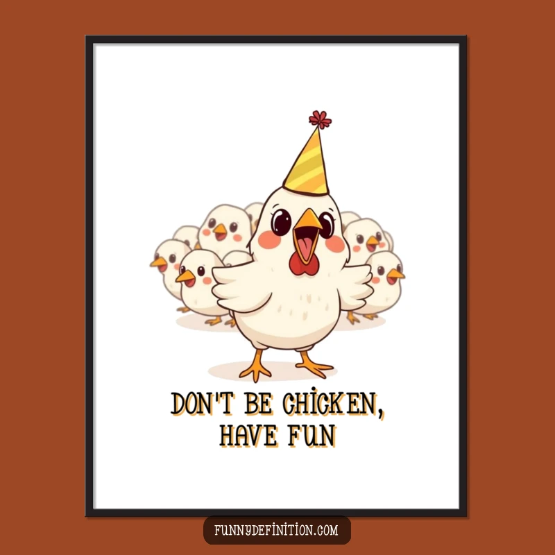 Funny Free Printable Wall Art: Startled Chicken's Dash - Quirky Downloadable Decor