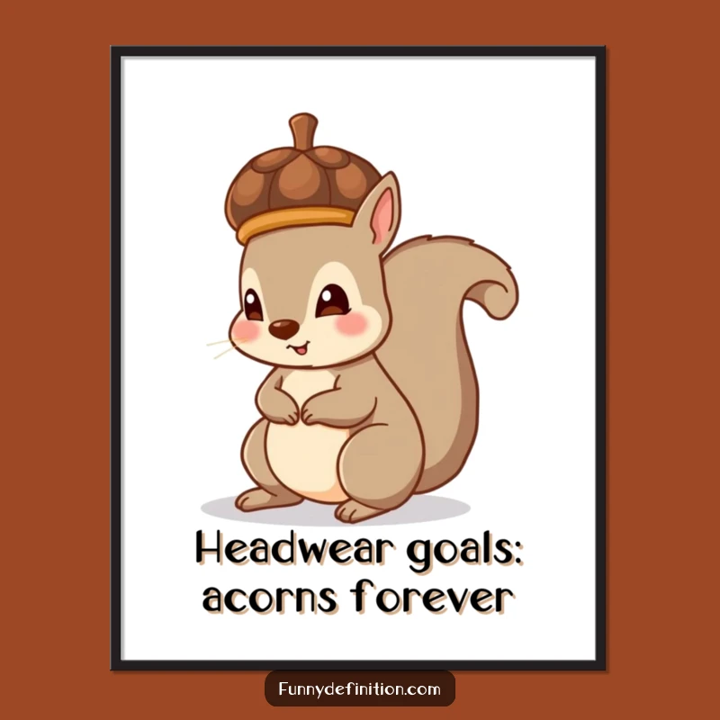 Free Printable Wall Art: Squirrel's Acorn Hat Style - Funny Downloadable Nature Art