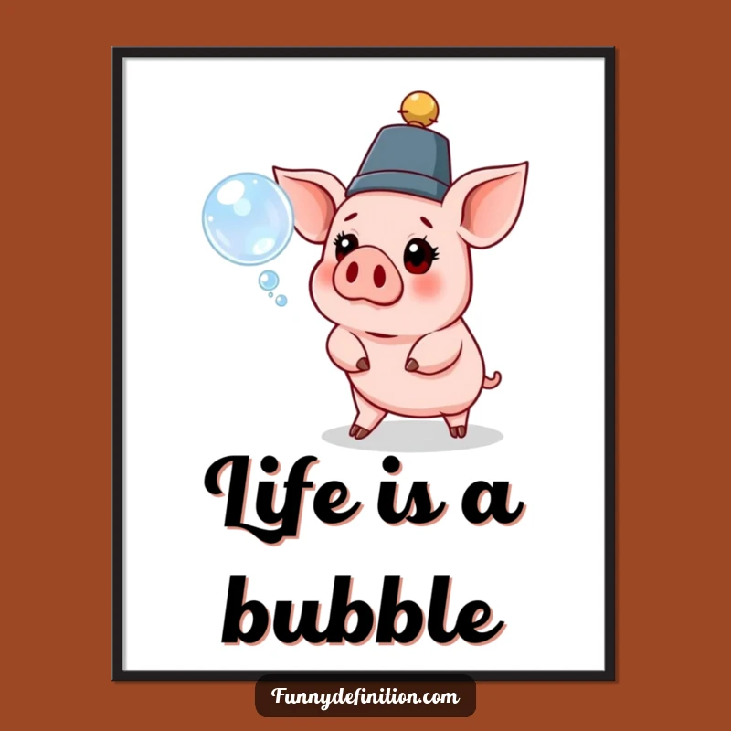 Free Printable Wall Art: Pig's Bubble Surprise Moment - Funny Downloadable Decor Gift