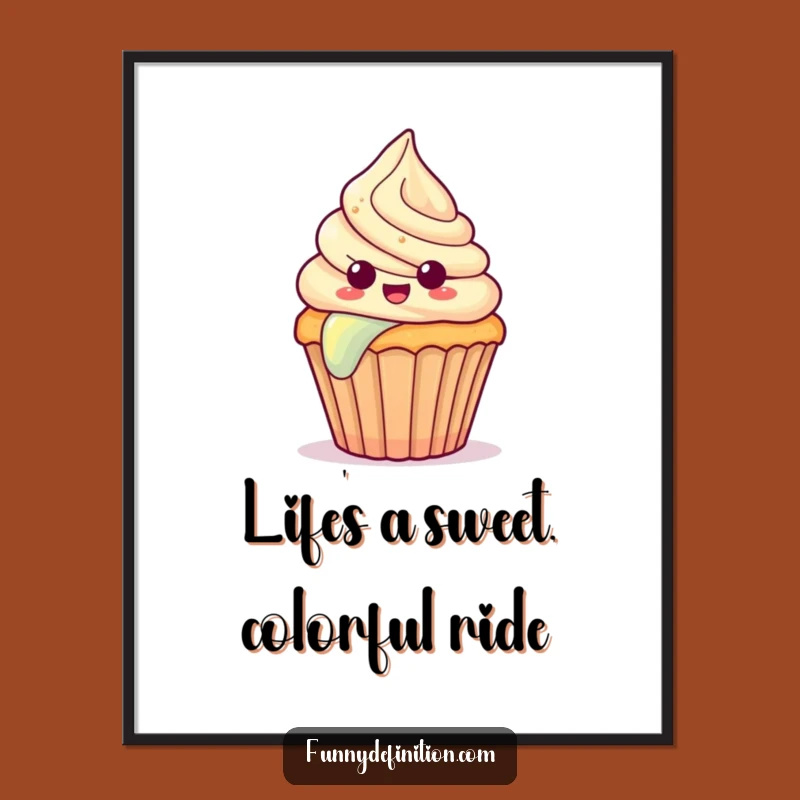 Free Printable Wall Art: Cupcake's Rainbow Adventure - Funny Downloadable Sweet Treat Art