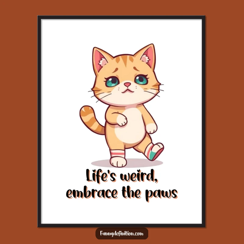 Funny Free Printable Wall Art: Cat's Mismatched Socks Style - Quirky Downloadable Decor