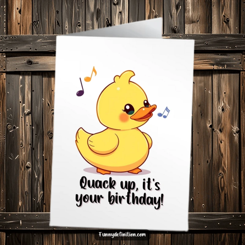 Funny Free Printable Birthday Card: Rubber duck comically bobs its head to an imaginary beat.