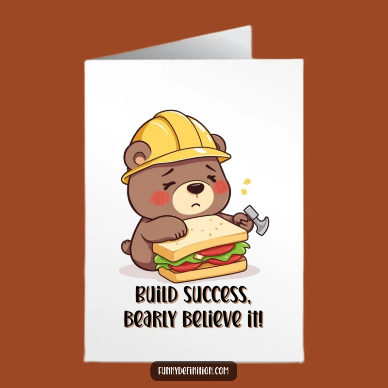 Free Printable Funny Bear Hammer Sandwich Congrats Card - Hilarious Downloadable Gift