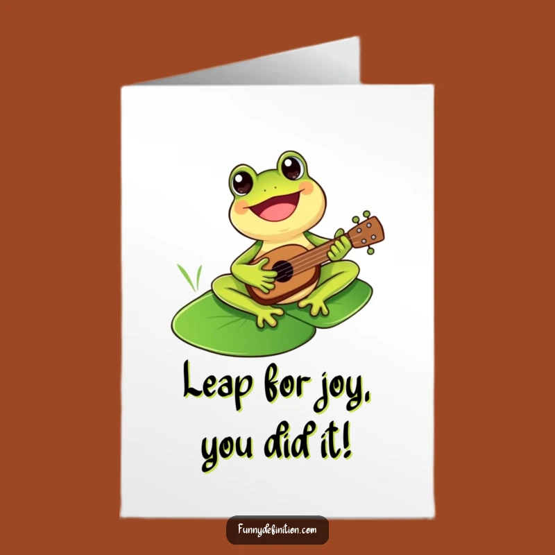 Free Printable Congrats Card: Frog Ukulele Serenade Funny Downloadable Gift