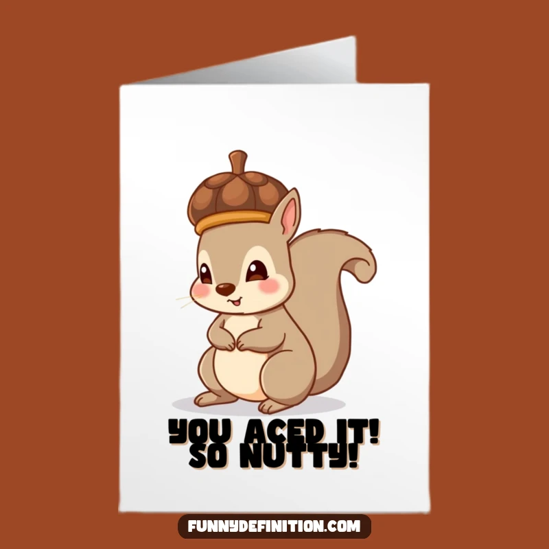 Free Printable Congrats Card: Squirrel's Acorn Hat Success - Funny Downloadable!
