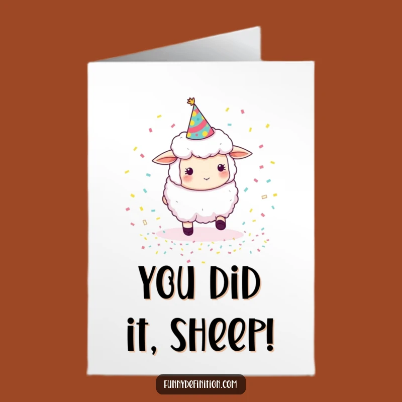 Free Printable Funny Sheep Congratulations Card: Hilarious Confetti Chaos Downloadable Greeting