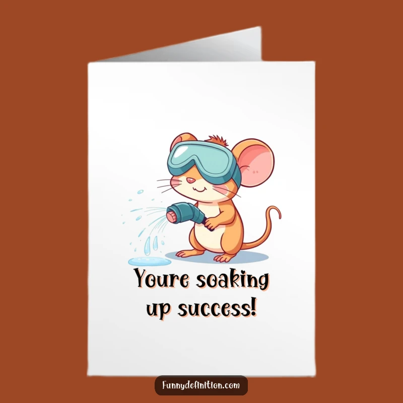 Free Printable Mouse Congrats Card: Hilarious Water Spray Design, Downloadable Gift!