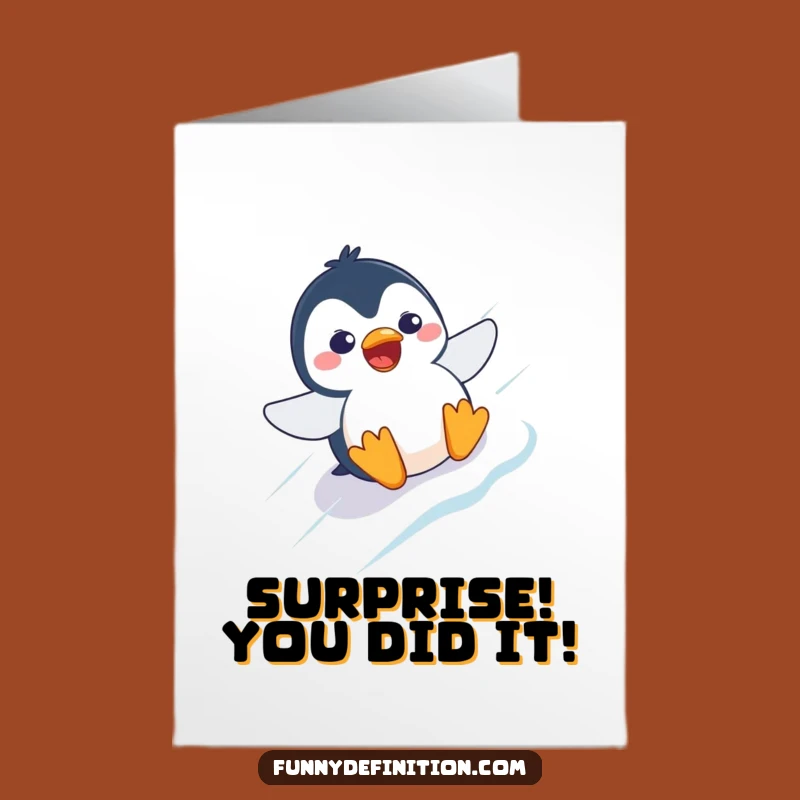 Free Printable Penguin Congrats Card: Funny Downloadable for Unexpected Success