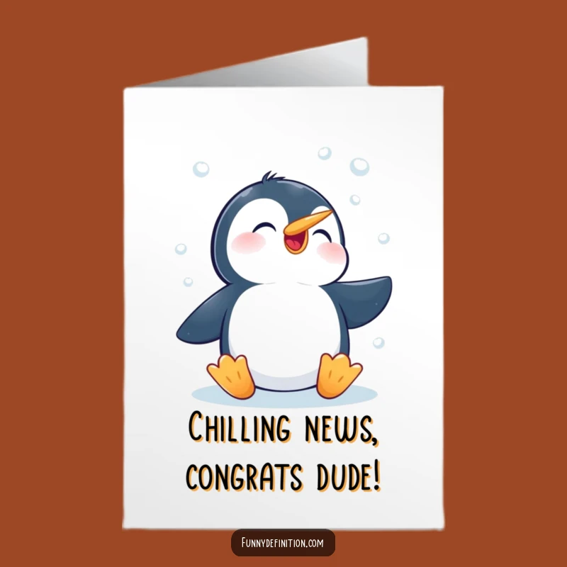 Free Printable Penguin Congratulations Card: Funny Snowflakes Design, Perfect Downloadable Gift!