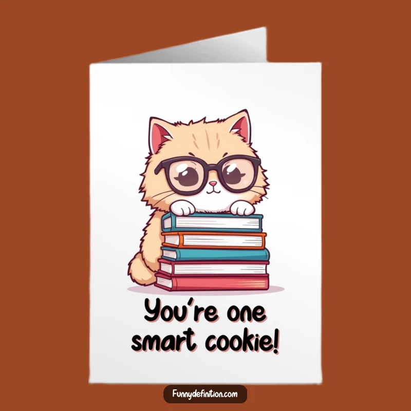 Free Printable Cat Card: Smarty Pants Congrats Downloadable Gift for Achievers