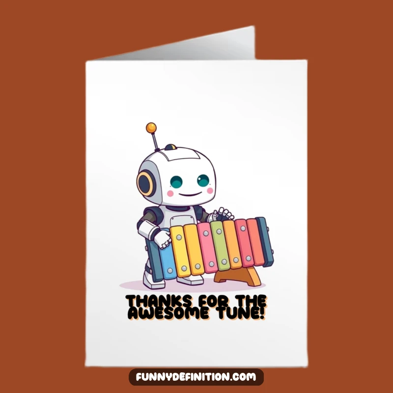 Free Printable Robot Xylophone Thanks Card - Funny Downloadable Gratitude Gift