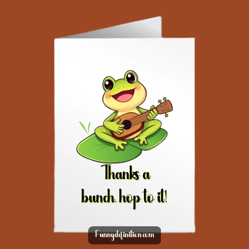 Free Printable Thank You Card: Frog Ukulele Melody Funny Downloadable Gift