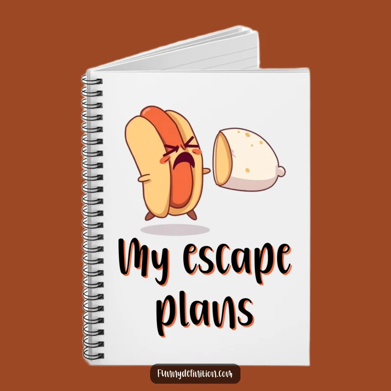 Funny Nervous Hot Dog Escape Notebook: Jot Down Your Plans