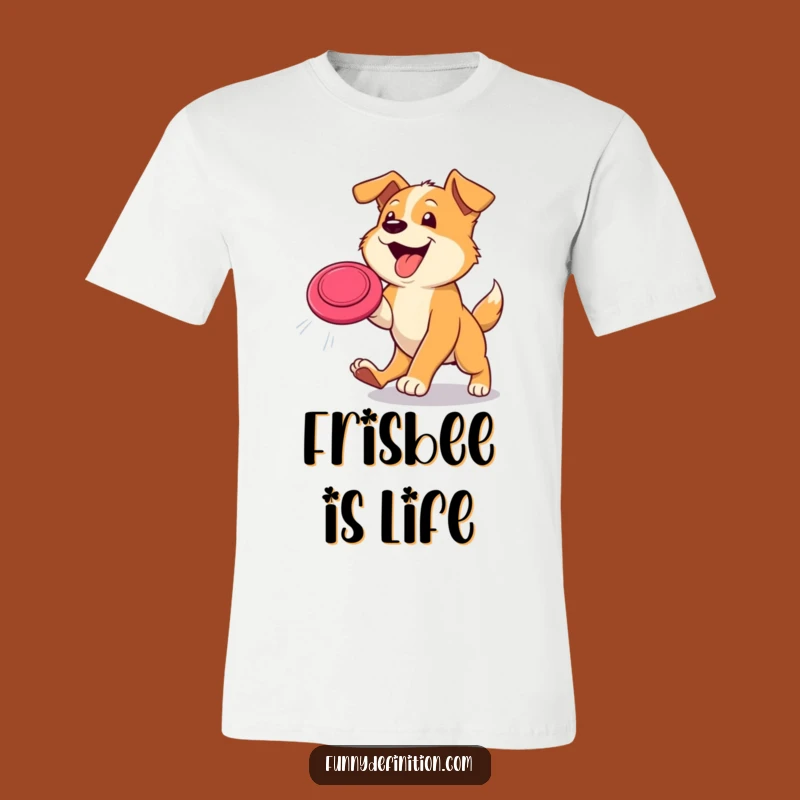 Funny Happy Dog Chasing Frisbee T-Shirt - Hilarious Pet Lover Gift