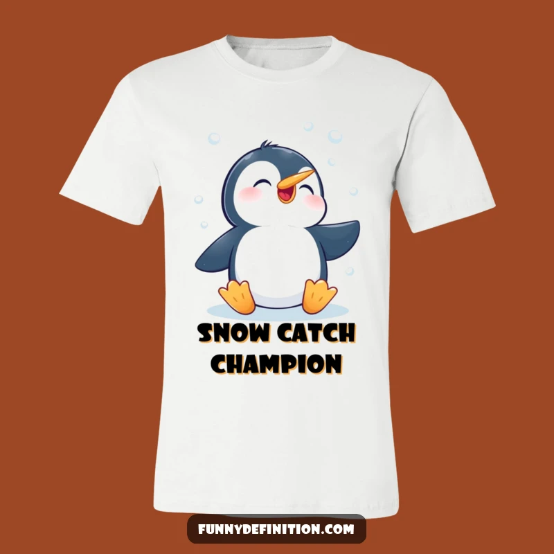 Funny Penguin Snowflake Chaser Tee - Hilarious Winter Bird T-Shirt Gift for All
