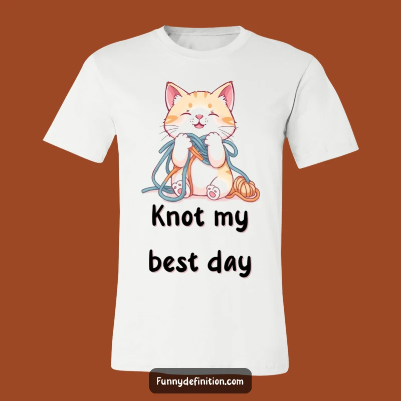 Funny Cat Yarn Tangled T-Shirt - Hilarious Feline Mess Tee for Cat Lovers Gift