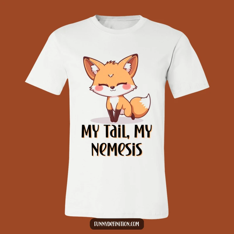 Funny Fox Tail Trip T-Shirt - Hilarious Clumsy Animal Tee Gift