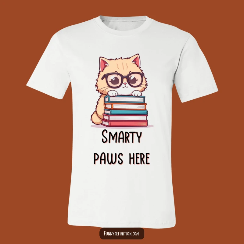 Funny Cat Glasses T-Shirt - Book Balance Humor, Great Funny Gift Tee