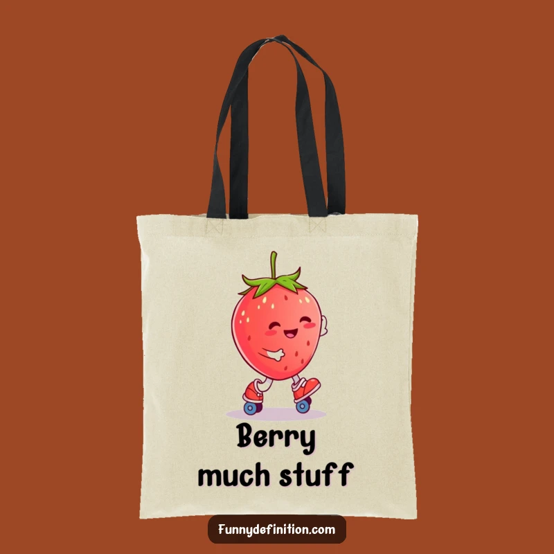 Funny Strawberry Roller Skater Tote Bag: Carry Your Sweetness and Smiles