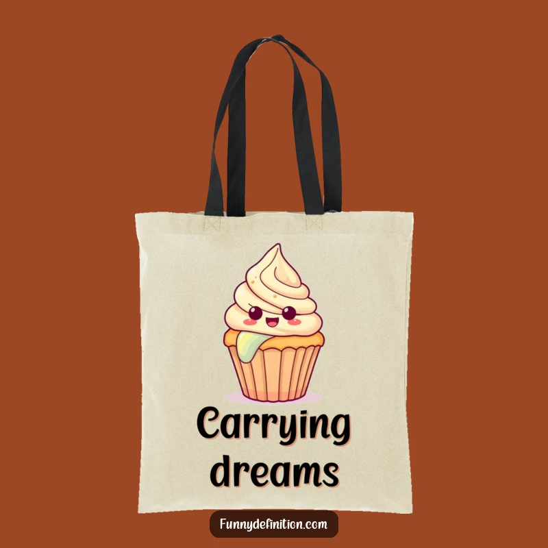 Funny Surprised Cupcake Tote Bag - Whimsical Rainbow Slide Shopping Bag Gift