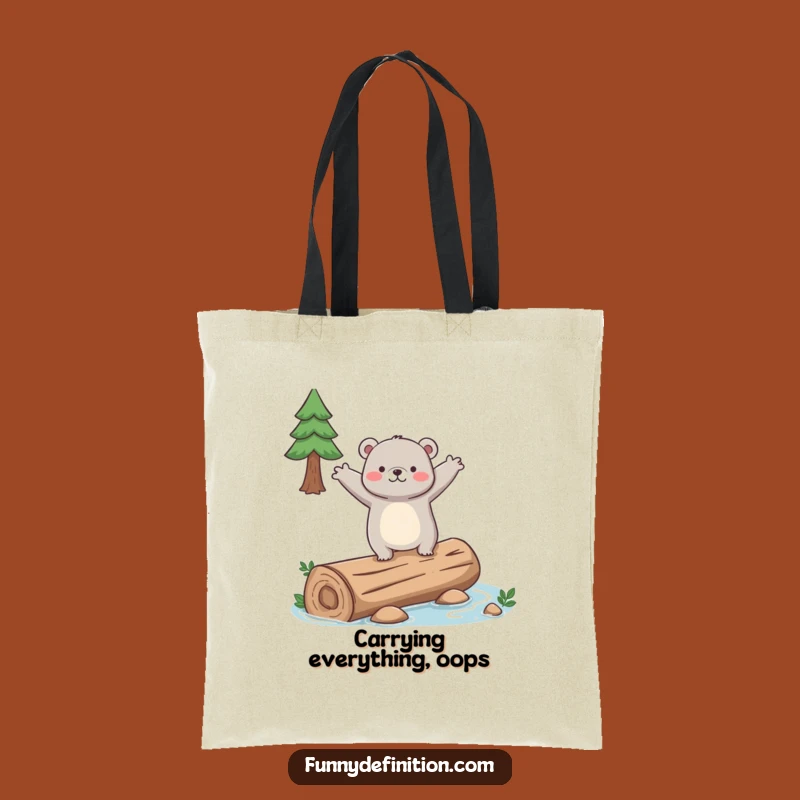 Funny Clumsy Bear Tote Bag - Carry Your Laughs Everywhere
