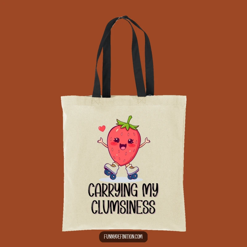 Funny Strawberry Roller Skate Trip Tote Bag: Carry Your Laughs in Style