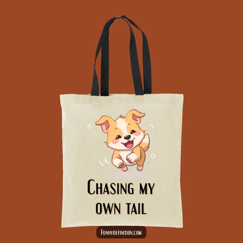 Funny Dizzy Dog Tail Chase Tote Bag: Hilarious Carry-All for Dog Lovers