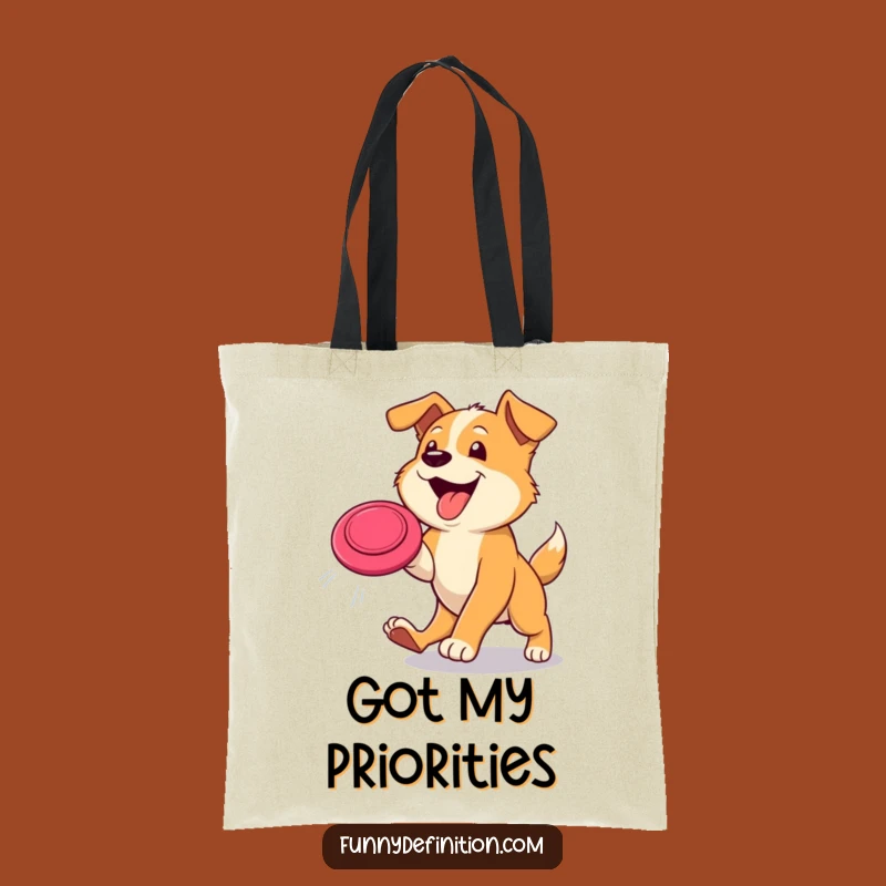 Funny Dog Frisbee Chase Tote Bag - Hilarious Accessory Gift