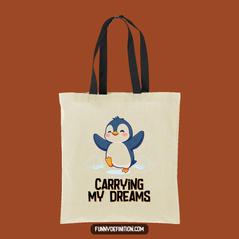 Funny Penguin Fly Tote Bag: Durable Determined Bird Carryall for a Hilarious Gift